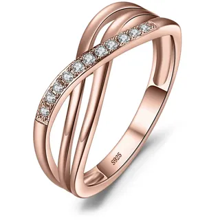 JewelryPalace Infinity Wickelring Verlobungsring Unendlichkeit Promise Eheringe Ring Silber 925 Damen, Zirkonia Silberringe Trauringe Hochzeitsringe Antragsring Ringe, Damen Schmuck Rosegold 62