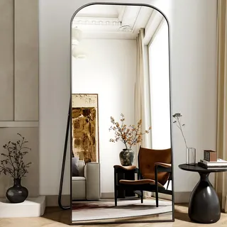 BEAUTYPEAK Standspiegel 171x76 cm, Minimalistische Rahmen Ganzkörperspiegel frei stehend, leicht Spiegel in voller Länge Aufhängen an der Wand horizontal oder vertikal für Schlafzimmer Schwarz