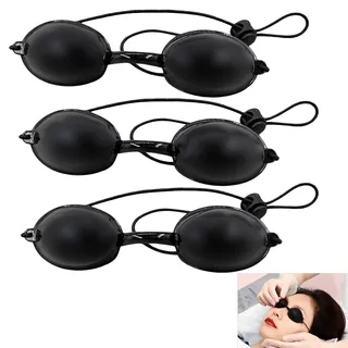 Solariumbrillen Set, 3er Pack UV-Schutzbrillen für Sonnenbank, Beauty-Behandlungen, IPL-Therapie und LED-Lichttherapie, verstellbare elastische Bänder für optimalen Tragekomfort (Schwarz)