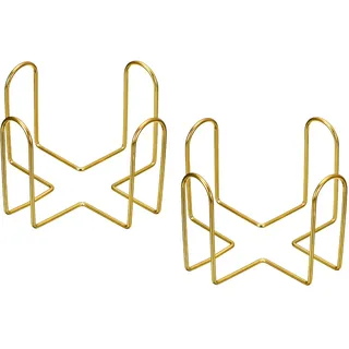sourcing map 2Stk Untersetzer Halter 2.17" - Eisen Metall Untersetzer Ablage Rack für Beide Runde und Quadrat Halten 6 Untersetzer (Gold)