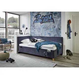 Meise Möbel meise.möbel Polsterbett Fun Stoff Blau Dunkelblau 120 x 200 cm