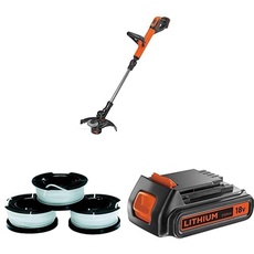 Bundle of Black+Decker Akku-Rasentrimmer (18V 2,0Ah, 28 cm Schnittbreite + Black+Decker Li-Ion Slidepack Akku BL2018 (18V 2,0Ah, passend für alle Black+Decker 18V-Gartengeräte)