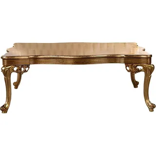Goldener Couchtisch Barock Rokoko Holz Tisch Wohnzimmer Tische Gold - Gold