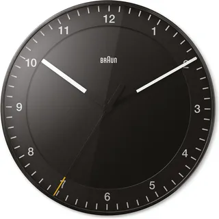 Braun Klassische Quarz-Wanduhr in Schwarz / präzises Leisegangwerk / Sekundenzeiger mit Floating-Effekt (ohne Ticken) / gehärtetes Glas / 30 cm - Schwarz