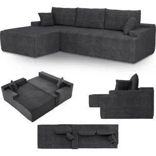 Juskys Sofa Coredo mit Cord Bezug - Dekokissen - Dunkelgrau