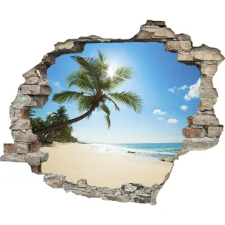 Queence "Paradies", Wandsticker, Wandbild, selbstklebend, 3D, Wanddurchbruch,