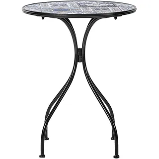 Beliani Gartentisch Ø 60 x 75 cm Schwarz/Blau/Braun