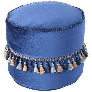 Kayoom Pouf , Blau, Goldfarben , Textil , Füllung: Styroporkugeln , 45x38x45 cm , Reißverschluss , Wohnzimmer, Sessel, Hocker & Hockerbänke, Poufs