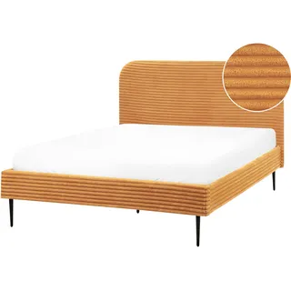 Beliani Polsterbett mit Lattenrost 140x200 cm Orange Flayat - Textil , 140x200 cm , Schlafzimmer, Betten, Polsterbetten