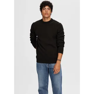 SELECTED HOMME Rundhalspullover »SLHDANE LS KNIT STRUCTURE CREW NECK NOOS«, schwarz