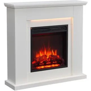 Elektrokamin , Weiß , Metall, Holzwerkstoff , 89x88x25 cm , Fernbedienung, Flammeneffekt separat schaltbar, Überhitzungsschutz, Thermostat, Dimmer , Elektrogeräte, Heizgeräte, Elektrokamine
