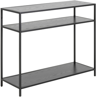 AC Design Furniture Jörn rechteckiger Konsolentisch mit 2 Regalböden, L: 100 B: 35 H: 79 cm, Schwarze Escheoptik, Schwarz, Holz/Metall, 1 Einheit