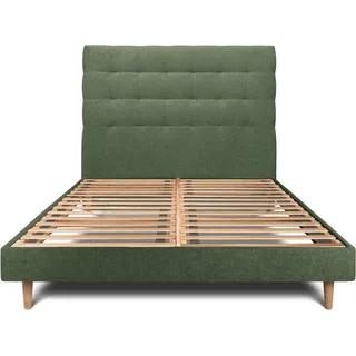 Bett mit Kopfteil – Korbgeflecht-Canvas-Stoff - 140 x 200 cm