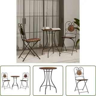 The Living Store Mosaik-Bistro-Set Terrakottarot Eisen und Keramik - Orange