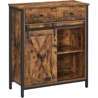 VASAGLE Küchenschrank mit Schiebetür 30 x 70 x 80 cm vintagebraun-schwarz