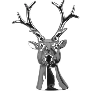 Fink Deko-Hirschkopf 12 x 20 x 25 cm Keramik silberfarben Dekofigur zum Aufstellen
