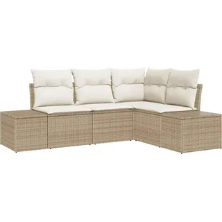 vidaXL Gartensofa-set mit Speicher 4 pcs Beige und Creme Poly-Rattan - Beige