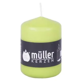 Müller Kerzen Stumpenkerze, maigrün, Hochwertige Stumpenkerze mit gleichmäßigem Abbrand, 1 Packung = 6 Stück, (Ø x H): 57 x 80 mm