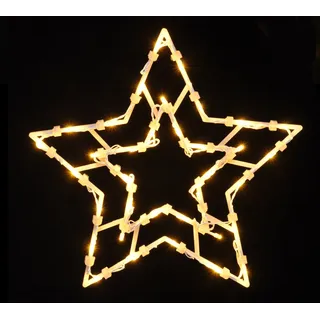 Fensterbild Stern 35 LED - Fensterdeko mit Dual Timer - Fenster Silhouette warm weiß beleuchtet Batterie betrieben