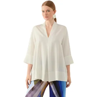 Ulla Popken Damen Mit Kelchkragen Tunika, Schneeweiß, 54-56 EU