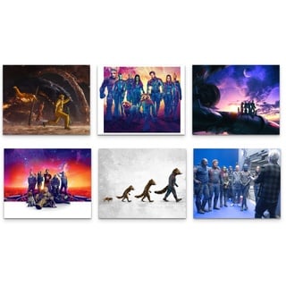 BigWigPrints Guardians of the Galaxy Vol. 3 Poster, Set mit 6 Promo-Film-Posterdrucken, (8 x 10) mit Star-Lord, Gamora, Drax, Rocket, Groot, Nebula, Mantis, Kraglin – perfekte