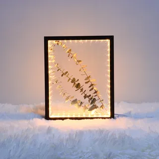HanYun 3D Bilderrahmen Zum Befüllen mit LED-Lichterketten, 21.5X26.5cm Bilderrahmen Schwarz n tiefer 3.8cm, Objektrahmen 3D Rahmen für Objekte Bilder Blumen Erinnerungsbox für Andenken (Schwarz)