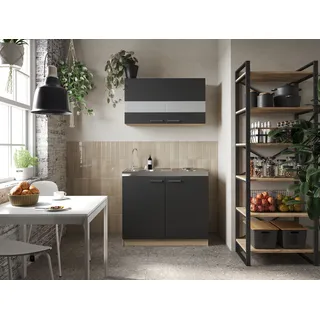 Respekta Merle 100 cm Miniküche Elektrokochfeld links schwarz