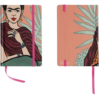 art&design24 I'm Frida Notizbuch, Format 9 x 14 cm, Rosa, Notizblock mit 240 Seiten, Blätter aus ökologischem Papier, Made in Italy, Notizblock mit Lesezeichen und Gummiband