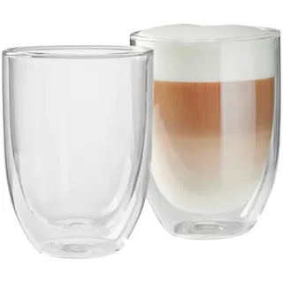 Novel Latte-Macchiato-Glas , Klar , Glas , 2-teilig , 450 ml , Lfgb , mundgeblasen, handgefertigt, doppelwandig , Gläser, Tee- & Kaffeegläser