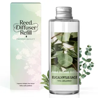 SCENTORINI Raumduft Nachfüller 200ml, Eukalyptus-Salbei, Raumdüfte Nachfüllflasche mit Duftstäbchen für Stäbchen Diffuser – Langanhaltender Aroma Refill für Wohnzimmer, Schlafzimmer, Badezimmer