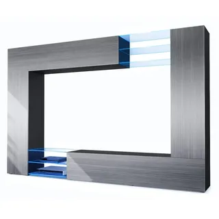 Vladon Wohnwand Anthrazit, Holzwerkstoff, 262x182.5x39 cm, Wohnzimmer, Wohnwände,