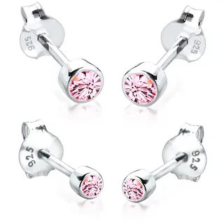 Elli Ohrstecker-Set »Ohrringe Ohrstecker Set Weiß 925 Sterling Silber, mit Kristallen von Swarovski®«, pink