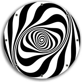 Wallario rundes Outdoor-Poster für Garten oder Balkon, Motiv Optische Täuschung - Zebra Muster - schwarz weiß, 30 cm Durchmesser - Schwarz