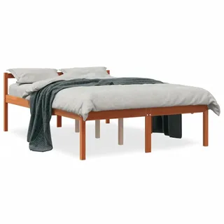 vidaXL Seniorenbett Wachsbraun 140x200 cm Massivholz Kiefer - Braun