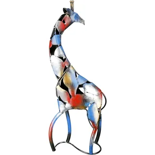 Gilde große Deko Figur Giraffe XL - Skulptur Metall handgefertigt und handbemalt - Dekoration Geschenk - Mehrfarbig Höhe 64 cm