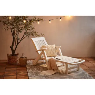 Ambia Garden Gartenliege , Weiß , Kunststoff , 72x101x195 cm , Made in Italy , Räder am Kopfende, klappbar, Rückenlehne verstellbar , Gartenmöbel, Gartenliegen, Sonnenliegen