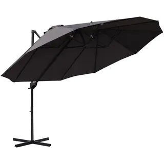 Outsunny Doppelsonnenschirm, Ampelschirm mit Kurbel, Verstellbarer Gartenschirm, Metall, Dunkelgrau , 445x270 cm , Sonnenschutz, Sonnenschirme