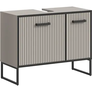 WELLTIME »Locri, Höhe 63 cm, Rillenoptik, Metall Kufen« 1 Stk. tlg. modernes Design, Badschrank, Unterschrank, Bad