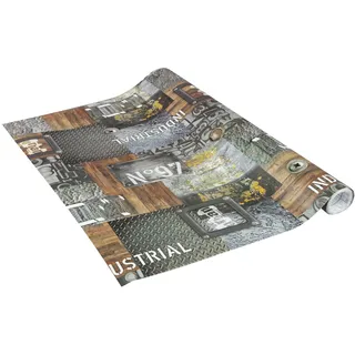 Venilia Klebefolie | Grage Industrial-Optik Holzoptik Metalloptik | 45 cm x 2 m, Stärke 95μ | selbstklebende Möbel-Folie, Dekofolie, Tapete, Küchenfolie | PVC ohne Phthalate | Made in EU