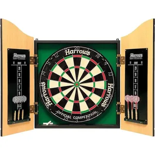 HARROWS Dartboard-Set Pro’s Choice | Dartscheibe 6 Pfeilen | Darts-Set mit Kabinett & Scoreboard | Offizielle Wettkampf-Dartscheibe für Profis