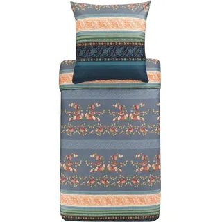 Bassetti Bettwäsche Garnitur Orosei G1 aus Baumwolle Mako-Satin in der Farbe Grau 2-Teilig mit Reißverschluss, Maße: 135cm x 200cm, 80cm x 80cm, 9323451