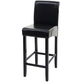 Mendler Barhocker HWC-C33, Barstuhl Tresenhocker, Holz MVG-zertifiziert ~ schwarz, dunkle Beine, Leder