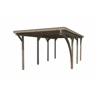 Weka Einzelcarport 606 A Gr.2 2,68 x 5,01 m braun mit Rundbogen