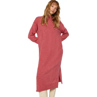 Trendyol Damen Design Shift Oversize Knitwear Dress Kleid, Dried Rose, Medium