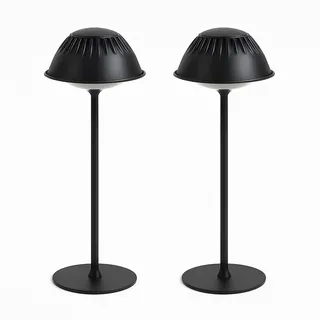 LuminexDesigns 2er-Set Schwarze Retro-Tischlampen, Industrial Design, Akku-Licht für Wohnzimmer oder Regal