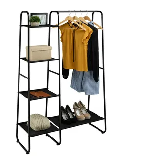 Relaxdays Garderobenständer Metall 151 x 100 x 41 cm Schwarz