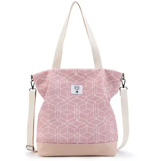 KALIDI Groß Damen Umhängetasche/Handtasche Canvas Tasche Schultertasche Totepack Shopper Casual Hobo Bag Crossbody Bag für Schule Büro Arbeit Reisen Ausflug Einkauf,pink