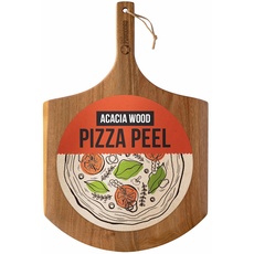 Chef Pomodoro - Pizzaschieber - 35,5 cm - Langer Griff um Verbrennungen zu vermeiden - leichte Pizzaschaufel aus Akazienholz zur einfachen Benutzung - Perfekt als Backofenzubehör