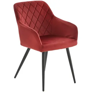 Livetastic Armlehnstuhl , Schwarz, Weinrot , Holz, Metall, Textil , Pappel , Rundrohr , 54x86x60 cm , Esszimmer, Stühle, Polsterstühle