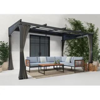 Anbaupavillon KONIFERA "Bilbao, Terrassenüberdachung", grau (anthrazit), B/H/T: 423cm x 240cm x 296cm, Pavillons, Anbaupavillon, verschiedene Maße, ohne Seitenteile